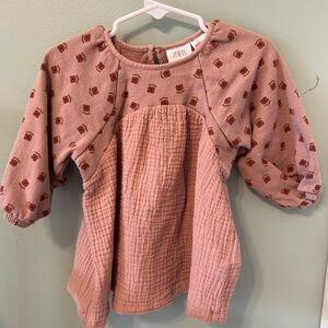 Zara Pink Blouse with Puff Sleeves